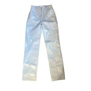 Aritzia Wilfred Faux Leather Grey Straight Leg Skinny Pants | Pleather | Size 00